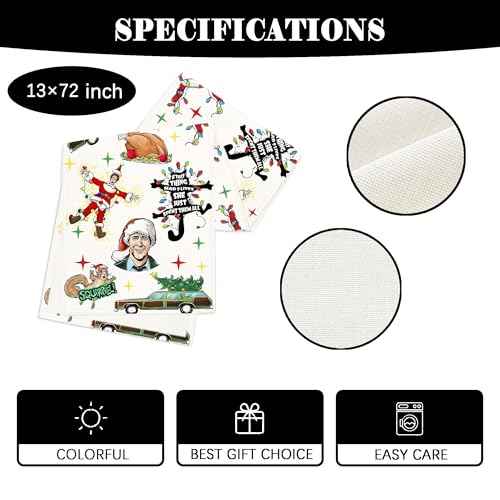 Christmas Vacation Table Runner Red and Green Vaction Xmas Table Cover Winter Seasonal Holiday Decor Merry Christmas Decorations for Home Party