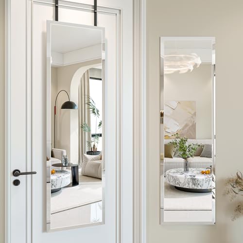 48x14 Inch Frameless Beveled Full Length Door Mirror - Over-the-Door Decor