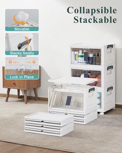 OlarHike 23QT White Storage Bins with Lids - 3 Pack, Closet & Home Organization