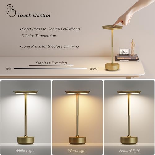TBBGA 2 Pack Rechargeable Cordless Table Lamp, 5000mAh Battery Light