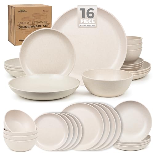 Grow Forward 16-piece Premium Wheat Straw Dinnerware Sets for 4 -