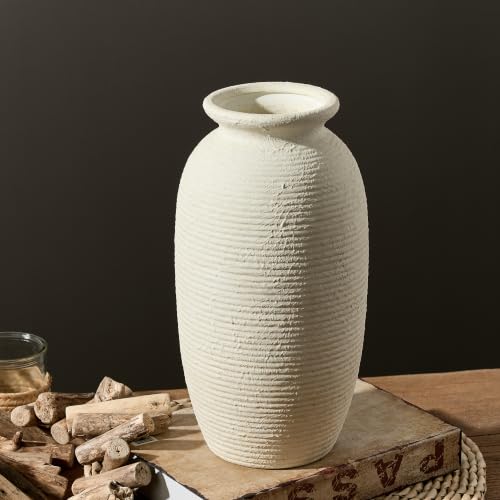 Ooit 12.5-Inch Rustic Ceramic Flower Vase with Waterproof Coating
