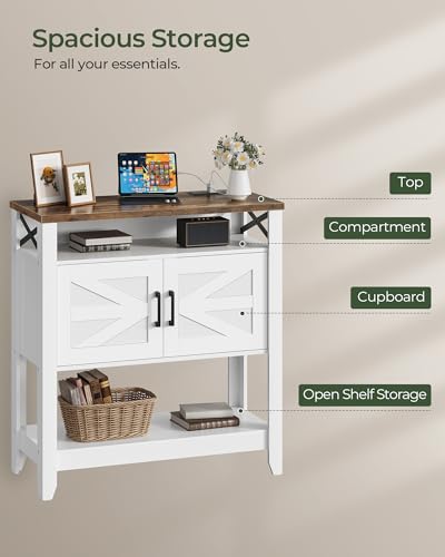 Farmhouse Console Table with Power Outlet, Storage & Entryway Design