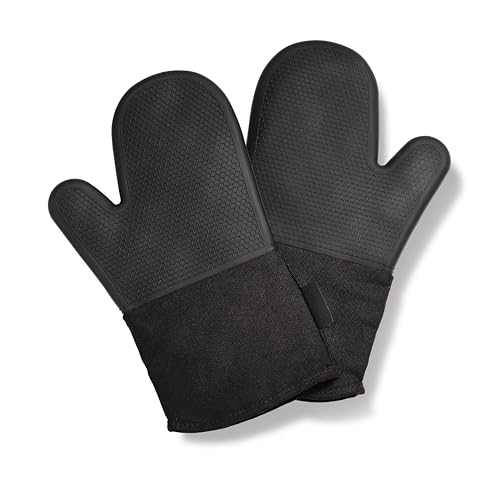 HexClad Silicone Oven Mitts Set of 2 Heat-Resistant to 500°F Kitchen Safety Gloves