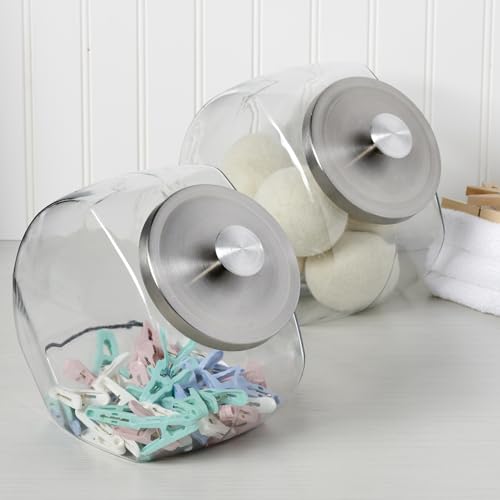 Penny Candy Jar Set - 2 Gallon Glass Jars with Metal Lids for Pantry Storage
