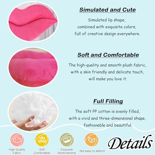 zhidiloveyou 2PCS 11" Lip Plush Pink Small Decor Pillow Cute Hug Toy Soft Lip Shaped Cushion