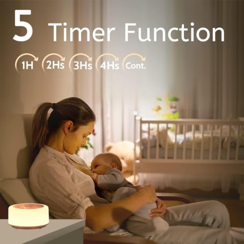 ColourNoise Wooden Grain Sleep Sound Machine with 30 Soothing Sounds & 12 Color Night Lights for Baby & Kids