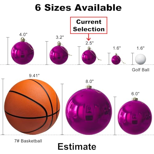 GameXcel Medium Fuchsia 2.5-Inch Christmas Tree Ornaments - Set of 10 Shatterproof Holiday Decorations