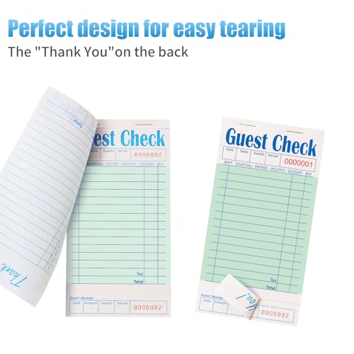 Guest Check Books for Servers - 60 Pack, Green, 3000 Tickets, Restaurant Note Pads