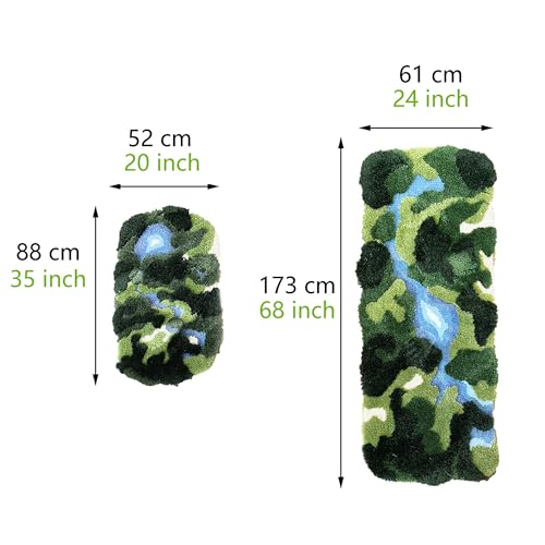 24x68 River Moss Runner Rug - Non-Slip Shag Carpet for Bedroom & Living Room