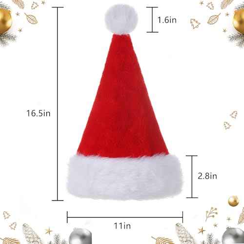 Santa Hats for Kids, Unisex Velvet Touch Comfort Christmas Hats for New Year Festive Party Christmas Supplies