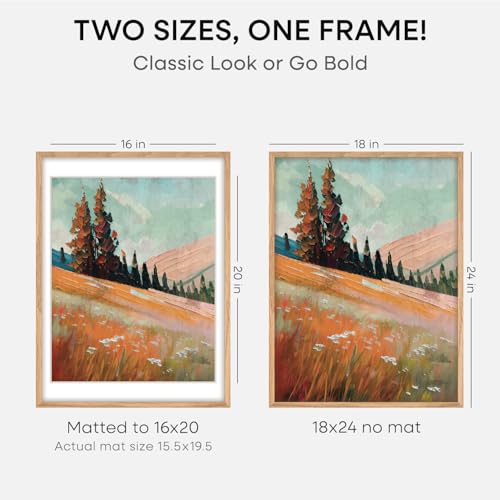 Homeforia 18x24 Natural Oak Poster Frame with 16x20 Mat and Glass - Variation of THIS listing