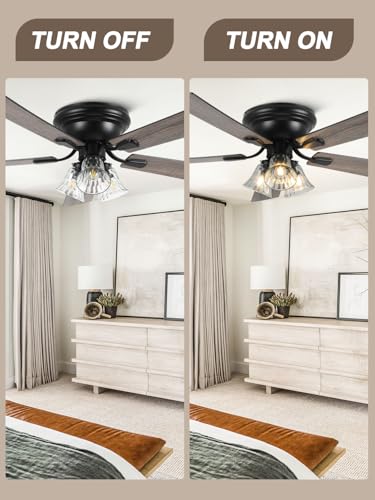 Chords Attic 52 Inch Flush Mount Farmhouse Ceiling Fan with Lights & Remote - Variation 5215