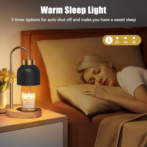 Seenlast Black Candle Warmer Lamp with Dimmer, Adjustable Height & Timer for Scented Jars