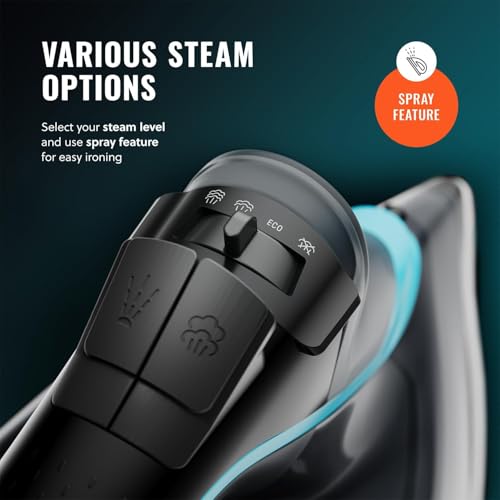 PurSteam SteamBurst+ 2.0 Steam Iron with Ceramic Soleplate & Self-Cleaning