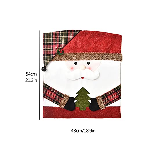 6 Pcs Christmas Chair Back Covers Set – Santa, Snowman & Reindeer Slipcovers
