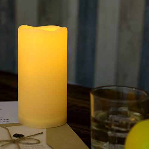 Outdoor Waterproof Flameless LED Pillar Candle with Remote Timer Battery Operated Plastic Flickering Decorative Fake Candle Light for Festival Celebration Wedding Party Decoration Gift Choice 3¡±x 6¡±