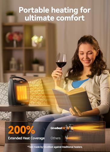GiveBest Black Portable Electric Space Heater with 2-in-1 Fan & Thermostat
