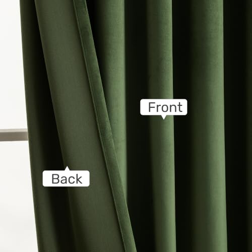 Olive Green Velvet Blackout Curtains 96in L – 2 Panels, 52" W Each | Jolilight