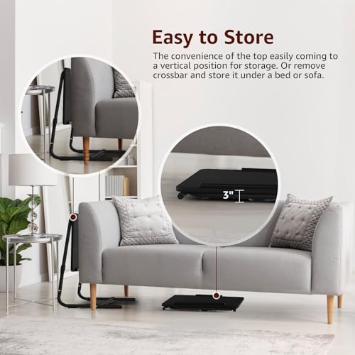 NUTIKAS Black 2-Piece Folding Adjustable TV Trays with Cup Holders