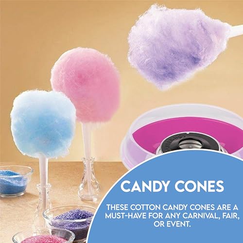 Perfectware 500ct Cotton Candy Cones Bulk Pack - 12 Inch Food-Grade Paper
