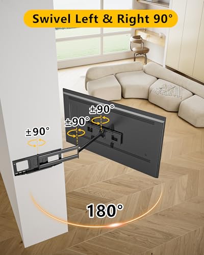 WHYFONE 48" Extension Long Arm TV Wall Mount for 37-85" Flat & Curved TVs