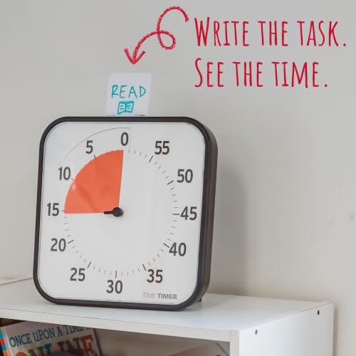 Kids Visual Timer 12 Inch Black & Red 60-Minute Desk & Classroom Clock with Dry Erase Card