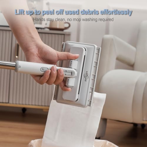 Yogkuse 48-Inch Clamp Mop with 6 Microfiber Cloths - Hands-Free Flat Floor Cleaner