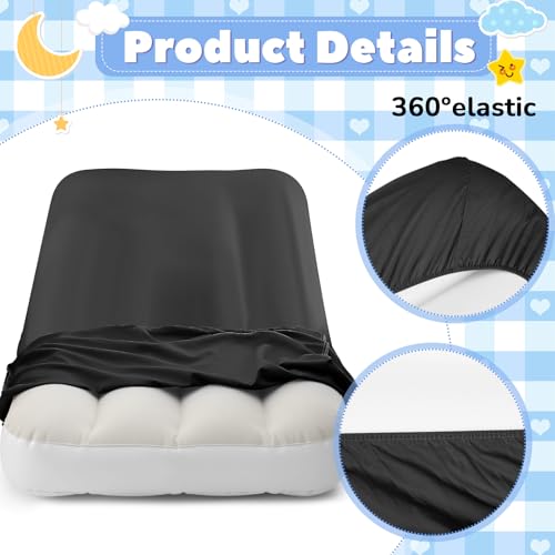 Kids Air Mattress Set with Fitted Sheet - Black, 4 Pack - Portable Sleepover Bed