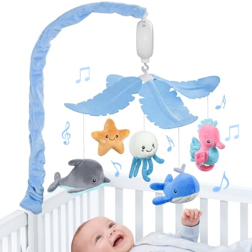 Baby Crib Mobile with 35 Lullabies & Ocean Theme, Adjustable Volume & 3 Rotation Modes