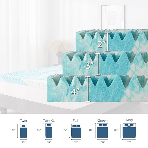 MLILY 2 Inch Queen Gel Memory Foam Egg Crate Mattress Topper 5-Zone Support