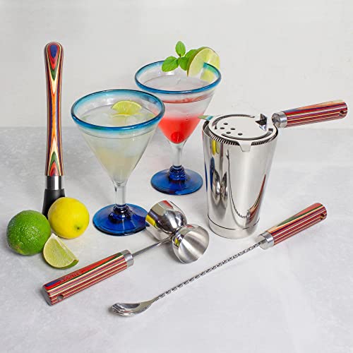 Totally Bamboo Baltique Marrakesh 4-Piece Bartender Kit with Wooden Accents