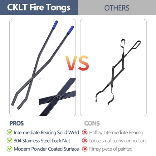 40in Heavy Duty Fire Pit Tongs - Manganese Steel & Rubber Handle