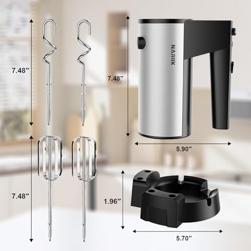 Electric Hand Mixer 660W with 5 Speeds & Stainless Steel Attachments - Black