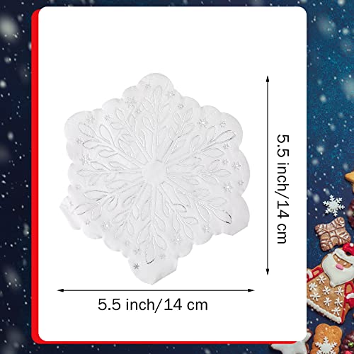 Silver Snowflake 3-Ply Napkins 100 Sheets | Christmas Party Disposable Cocktail Napkins