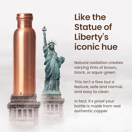 Copper Water Bottle 34 Oz with Smooth Finish - Reusable, Leak-Proof Drinking Bottle