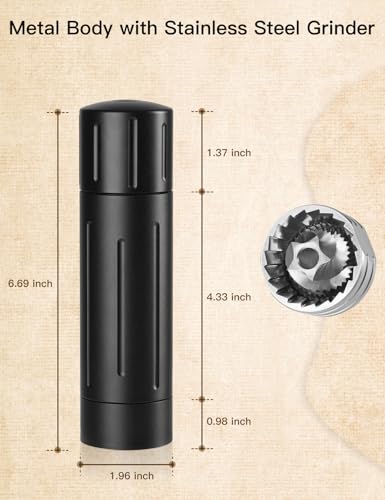 Professional Manual Pepper Grinder - Adjustable Coarseness, Heavy Duty Aluminum Mill