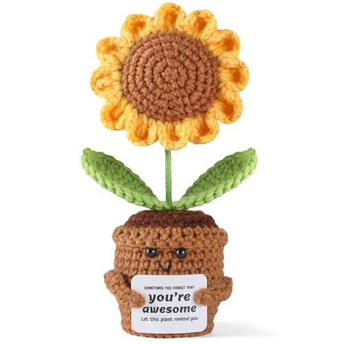 Sunflower Crochet Gift - You're Awesome Inspirational Support for Women, Teacher, Mom, Friend