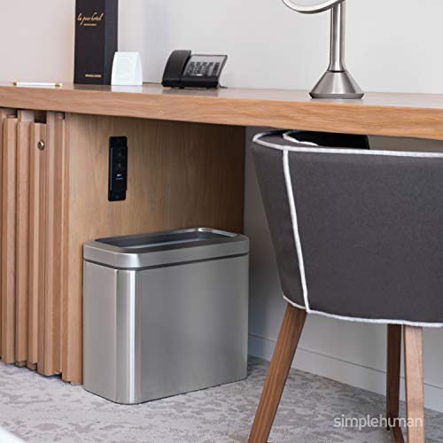 simplehuman 25L/6.6 Gal Slim Open Trash Can - Heavy Duty Stainless Steel, ADA Compliant, Brushed Finish, Space-Saving Design