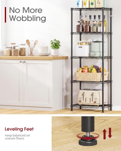 Sakugi Black 16x10x55.1-inch 5-Tier Metal Shelving Unit - Easy Assembly