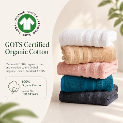 White Organic Cotton Bath Towels 4 Pack, 30x60 Inches - Velqora
