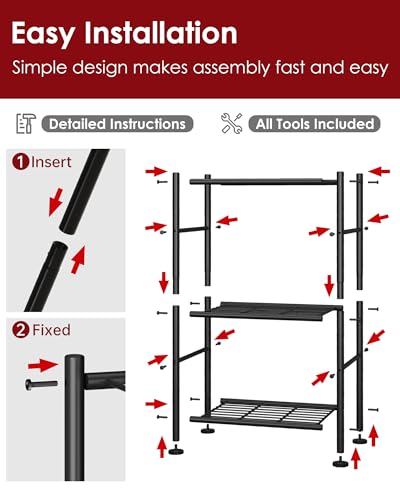 2-Pack Slim Metal Wire Storage Shelves - 18.2 x 12.3 x 30.4 Inches, Black