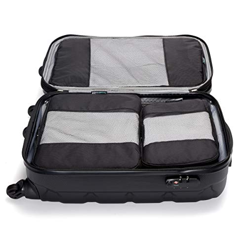Travel Wise 5-Piece Packing Cubes Set in Black Ripstop Nylon Organizer