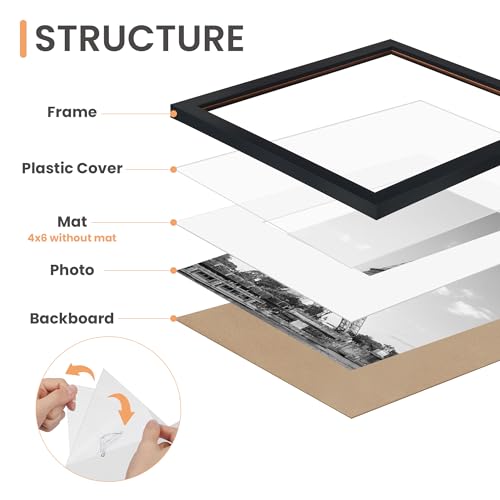 Upsimples Black Picture Frame Set of 19 - 8x10, 5x7, 4x6 Wall & Table Display