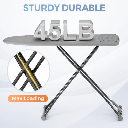 APEXCHASER Gray Foldable Adjustable Ironing Board with Silicone Cover