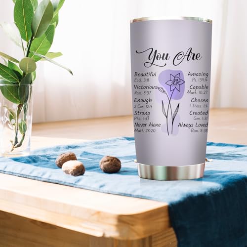 Purple 20oz Christian Tumbler - Faith Gifts for Women Mothers Day Stainless Steel