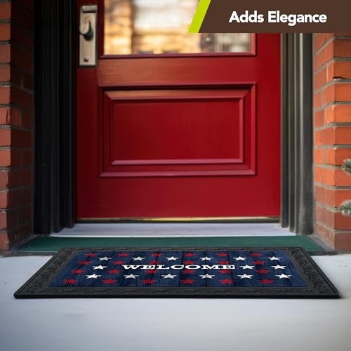 Outdoor Rubber Doormat Tray with Floral Design - Heavyweight Recycled Rubber