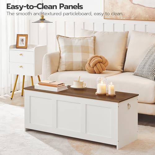Storage Bench with Lift Top - Wooden Toy Chest, Entryway Organizer, 39.3" White Walnut Variation