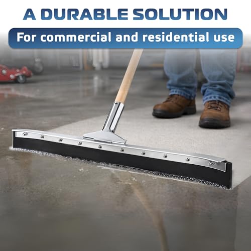 36-Inch Curved Floor Squeegee for Garage, Tile & Concrete Floors - Rubber Blade, Taper Pole Connection - Handle Sold Separately