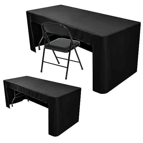 Nasitos Black 8FT Open Back Fitted Table Cloths 2 Pack for Rectangle Tables